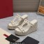 Valentino Heel 9.5cm Platform 3.5cm Rockstud wedge sandals in calfskin White 2023