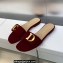 Dior C'est Flat Slides Velvet Burgundy 2023