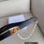 Dior Width 2cm Caro Belt in Black Smooth Calfskin and Glass Pearls 2023