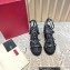 Valentino Heel 9.5cm Platform 3.5cm Rockstud ankle strap wedge sandals in calfskin Black 2023