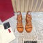 Valentino Heel 9.5cm Platform 3.5cm Rockstud ankle strap wedge sandals in calfskin Brown 2023