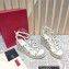 Valentino Heel 9.5cm Platform 3.5cm Rockstud ankle strap wedge sandals in calfskin White 2023