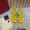 Valentino Heel 9.5cm Platform 3.5cm Rockstud ankle strap wedge sandals in calfskin Yellow/Red/White 2023