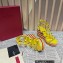 Valentino Heel 9.5cm Platform 3.5cm Rockstud ankle strap wedge sandals in calfskin Yellow/Red/White 2023