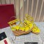 Valentino Heel 9.5cm Platform 3.5cm Rockstud ankle strap wedge sandals in calfskin Yellow/Red/White 2023
