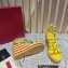 Valentino Heel 9.5cm Platform 3.5cm Rockstud ankle strap wedge sandals in calfskin Yellow/Red/White 2023