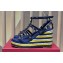 Valentino Heel 9.5cm Platform 3.5cm Rockstud ankle strap wedge sandals in calfskin Blue/Multicolor 2023