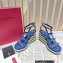 Valentino Heel 9.5cm Platform 3.5cm Rockstud ankle strap wedge sandals in calfskin Blue/Multicolor 2023