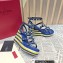 Valentino Heel 9.5cm Platform 3.5cm Rockstud ankle strap wedge sandals in calfskin Blue/Multicolor 2023