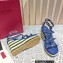 Valentino Heel 9.5cm Platform 3.5cm Rockstud ankle strap wedge sandals in calfskin Blue/Multicolor 2023