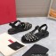 Valentino Rockstud Calfskin Round Toe Sandals Black 2023