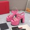 Valentino Heel 12.5cm Platform 4cm VLogo Chain sandals in calfskin leather Pink 2023