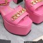 Valentino Heel 12.5cm Platform 4cm VLogo Chain sandals in calfskin leather Pink 2023