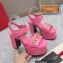Valentino Heel 12.5cm Platform 4cm VLogo Chain sandals in calfskin leather Pink 2023