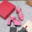 Valentino Heel 12.5cm Platform 4cm VLogo Chain sandals in calfskin leather Pink 2023