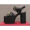 Valentino Heel 12.5cm Platform 4cm VLogo Chain sandals in calfskin leather Black 2023