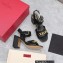 Valentino Heel 8cm VLogo Chain sandals in calfskin leather Black 2023