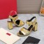 Valentino Heel 8cm VLogo Chain sandals in calfskin leather Gold 2023