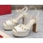 Valentino Heel 11cm Platform 3cm Leather Rockstud ankle strap sandals White 2023