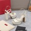 Valentino Heel 11cm Platform 3cm Leather Rockstud ankle strap sandals White 2023