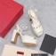 Valentino Heel 11cm Platform 3cm Leather Rockstud ankle strap sandals White 2023