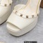 Valentino Heel 11cm Platform 3cm Leather Rockstud ankle strap sandals White 2023