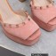 Valentino Heel 11cm Platform 3cm Leather Rockstud ankle strap sandals Suede Pink 2023