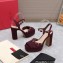 Valentino Heel 11cm Platform 3cm Leather Rockstud ankle strap sandals Suede Burgundy 2023