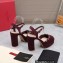 Valentino Heel 11cm Platform 3cm Leather Rockstud ankle strap sandals Suede Burgundy 2023