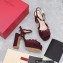 Valentino Heel 11cm Platform 3cm Leather Rockstud ankle strap sandals Suede Burgundy 2023