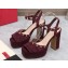 Valentino Heel 11cm Platform 3cm Leather Rockstud ankle strap sandals Suede Burgundy 2023