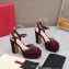 Valentino Heel 11cm Platform 3cm Leather Rockstud ankle strap sandals Suede Burgundy 2023