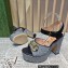 Gucci Heel 12cm Platform 3.5cm Horsebit sandals 745955 Black 2023