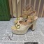 Gucci Heel 12cm Platform 3.5cm Horsebit sandals 745955 Apricot 2023