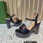 Gucci Heel 12cm Platform 3.5cm Interlocking G sandals 730022 Black 02 2023