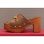 Valentino Heel 9.5cm Platform 3cm VLogo Chain CLOG in calfskin Brown 2023