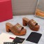 Valentino Heel 9.5cm Platform 3cm VLogo Chain CLOG in calfskin Brown 2023
