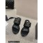 Chanel Heel 7.5cm Gold CC Logo Lambskin Quilting Platform Mules Sandals Black 2023