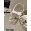 Chanel Heel 7.5cm Gold CC Logo Lambskin Quilting Platform Mules Sandals White 2023