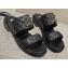 Chanel Heel 3cm Gold CC Logo Lambskin Quilting Mules Sandals Black 2023