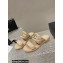Chanel Heel 3cm Gold CC Logo Lambskin Quilting Mules Sandals Beige 2023
