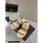 Chanel Heel 3cm Gold CC Logo Lambskin Quilting Mules Sandals Beige 2023