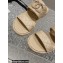 Chanel Heel 3cm Gold CC Logo Lambskin Quilting Mules Sandals Beige 2023
