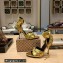Balenciaga Heel 10.5cm Cagole Sandals in Arena lambskin Metallized Gold 2023