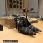 Balenciaga Square Knife Heel 10cm Slingbacks in Satin Black with Allover Logo in rhinestones 2023