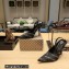 Balenciaga Square Knife Heel 10cm Slingbacks in Satin Black with Allover Logo in rhinestones 2023
