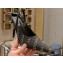 Balenciaga Square Knife Heel 10cm Slingbacks in Satin Black with Allover Logo in rhinestones 2023