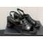 Chanel Heel Patent Crumpled Lambskin Sandals G45016 Black 2023