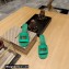 Balenciaga Heel 7cm BB Plaque Groupie Sandals in Leather Green 2023