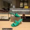 Balenciaga Heel 7cm BB Plaque Groupie Sandals in Leather Green 2023